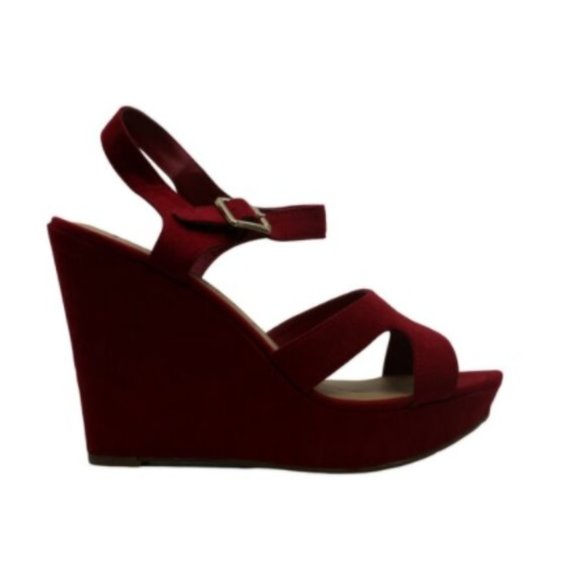 American Rag Rochelle Peep Toe Platform Wedge Red - Picture 1 of 10